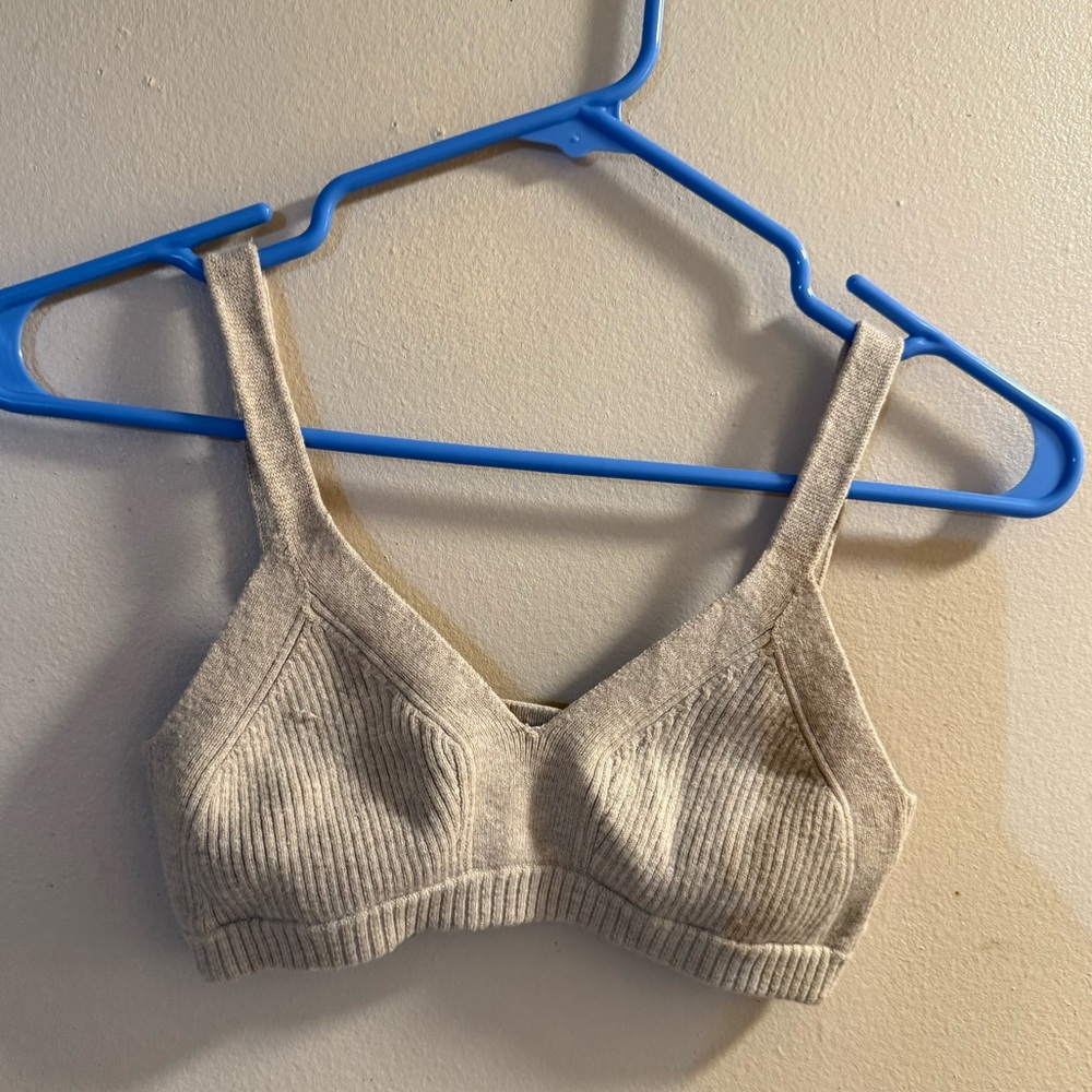 Beige Ribbed Bralette